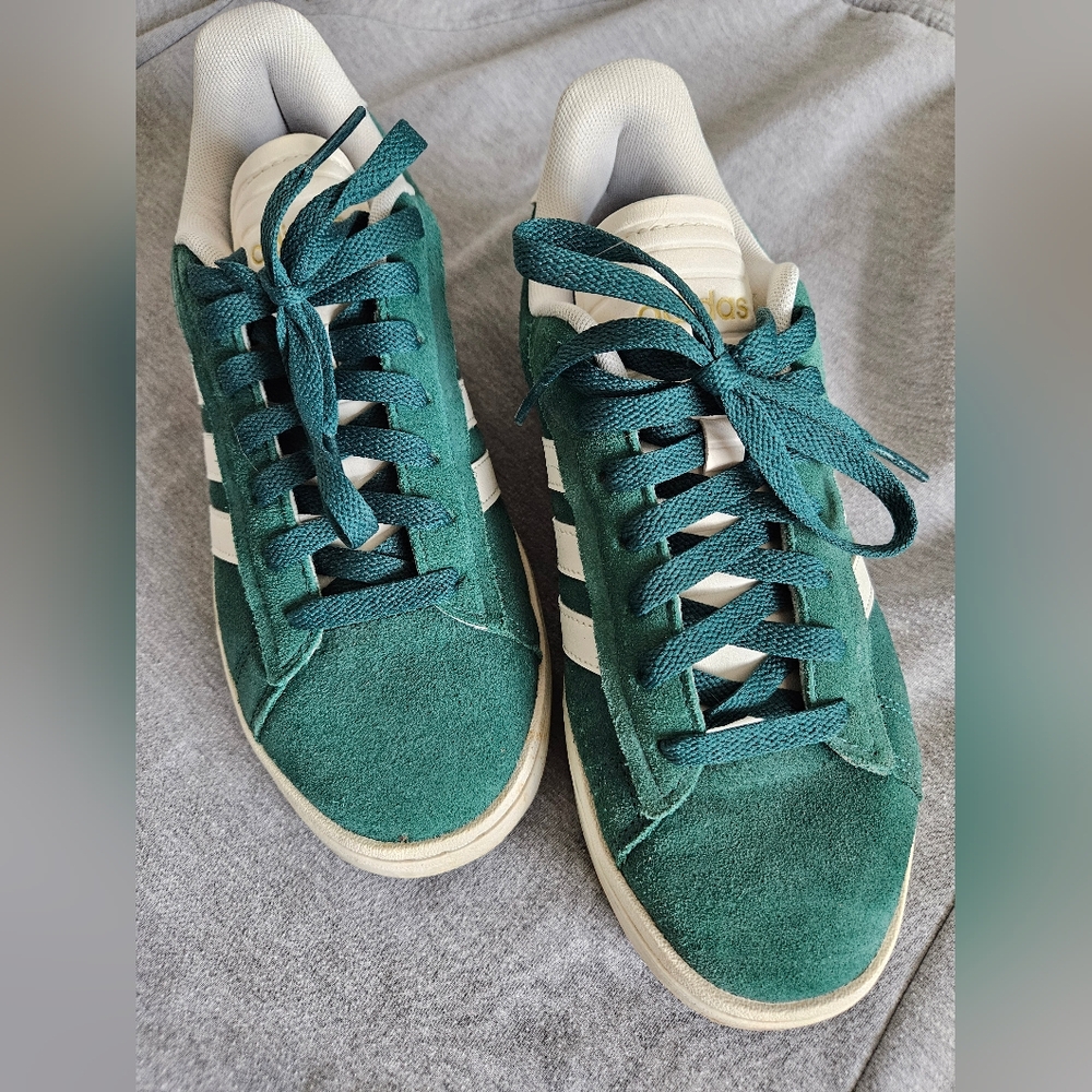 Adidas Green and White Sneakers
